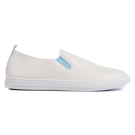 BÍLÉ DĚROVANÉ SLIP ON TENISKY Bílá