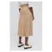 Semišová sukně Lauren Ralph Lauren béžová barva, midi, áčková