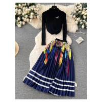 Pletený set se vzorovanou sukni