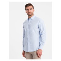 Ombre Clothing Bavlněná jasně modrá košile v jednoduchém provedení V1 SHOS-0154