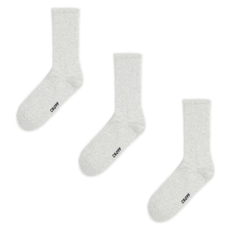 Cropp - Sada 3 párů ponožek - Světle šedá