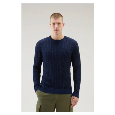 Svetr woolrich vanise cable crewneck modrá