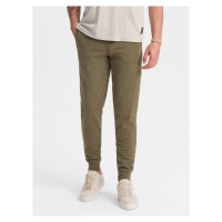 Men's BASIC cotton jogger sweatpants - olive V2 OM-PABS-0174