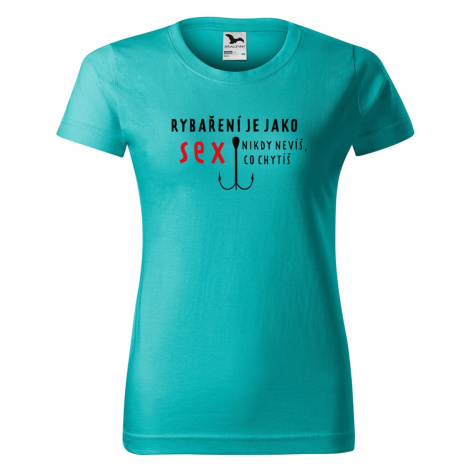 DOBRÝ TRIKO Dámské tričko s potiskem RYBAŘENÍ Barva: Emerald