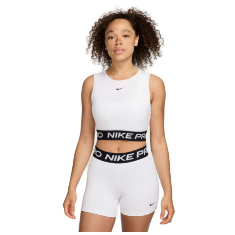 Dámské tréninkové triko s krátkým rukávem NIKE PRO DF 365 CROP TANK-100 WHITE BLACK