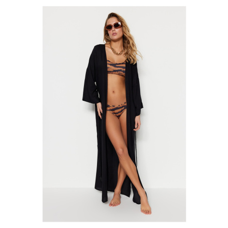 Trendyol Black Belted Maxi Woven Kimono & Kaftan