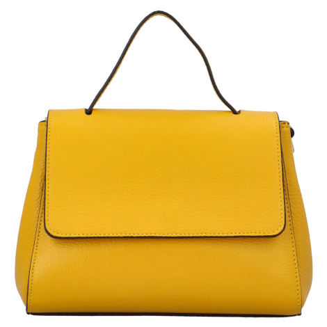 Atraktivní kožená kabelka do ruky Fátima, žlutá Delami Vera Pelle