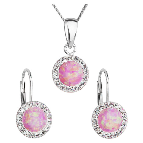Evolution Group Třpytivá souprava šperků s krystaly Preciosa 39160.1 & light rose s.opal (náušni