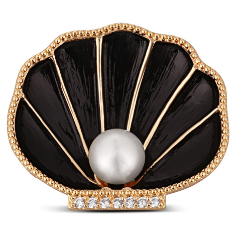 JwL Luxury Pearls Půvabná pozlacená brož lastura s perlou 2v1 JL0764