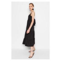 Trendyol Black Skirt Flounce Back Tie Detailed Strappy Maxi Woven Dress