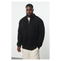 Trendyol Plus Size Black Oversize/Wide Cut Zippered Sweatshirt