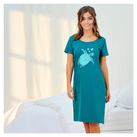 Blancheporte Krátká noční košile s potiskem želvy zelená