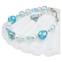 Lampglas Elegantní náramek Blue Lace s perlami Lampglas s ryzím stříbrem BP4