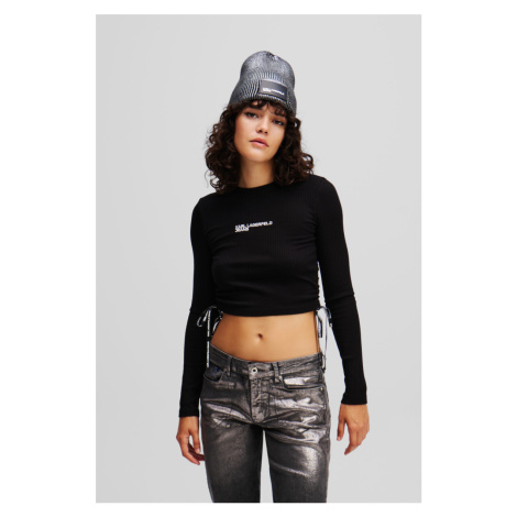 Top karl lagerfeld jeans klj ls ribbed top black