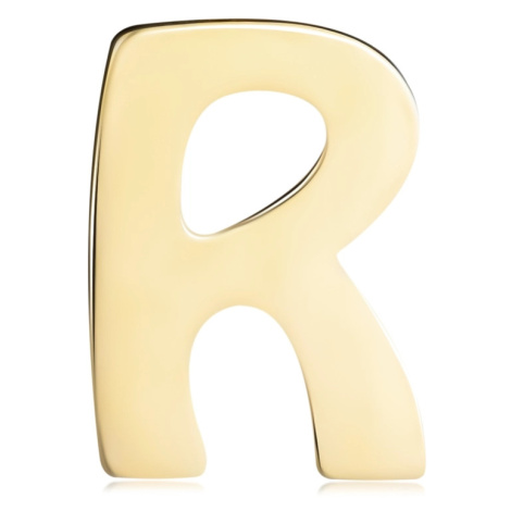 Zlatý 14K přívěsek s lesklým a hladkým povrchem, tiskací písmeno R Šperky eshop