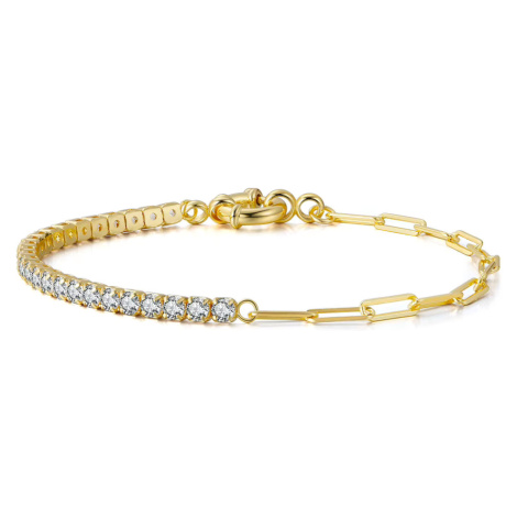 CARAIA CONTRAST ELEGANCE – pozlacený náramek s výrazným řetízkem a jemným zirkonovým zdobením Dé