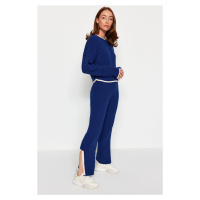 Trendyol Navy Blue Ribbed Color Block Knitwear Two Piece Set