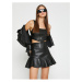 Koton Leather Look Crop Square Collar