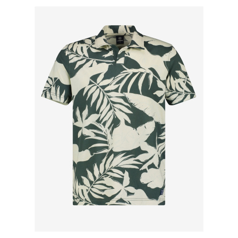 Krémovo-zelené pánské květované polo tričko LERROS