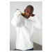 Trendyol Men's Ecru Hooded Half-Zip Cotton Sweatshirt