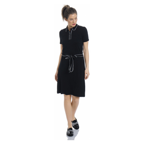 Jednoduché šaty s krátkým rukávem černé Vive Maria Chic francouzský styl