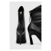 Kožené kotníkové boty Emporio Armani dámské, černá barva, na podpatku