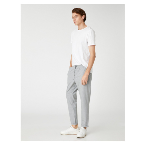 Koton Men's Clothing. Basic Woven Trousers with Tie Waist, Pocket Detailed