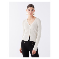 LC Waikiki V-Neck Plain Long Sleeve Women's Knitwear Cardigan