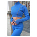 95346 Dewberry Fisherman Crop Knitwear Suit-BLUE