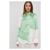 Košile Victoria Beckham dámská, zelená barva, relaxed, s klasickým límcem