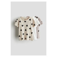 H & M - Bavlněné tričko 3 kusy - béžová