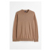 H & M - Jemně pletený bavlněný svetr Slim Fit - béžová