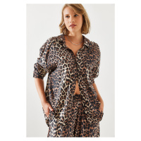 Bianco Lucci Women's Single Pocket Leopard Shirt 4729