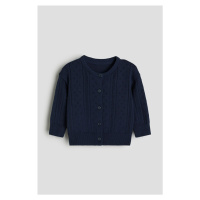 H & M - Propínací svetr z ažurového úpletu - modrá