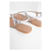 Kožené sandály Answear Lab dámské, stříbrná barva