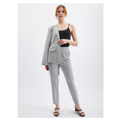 Orsay Světle šedé dámské kostkované straight fit kalhoty - Dámské