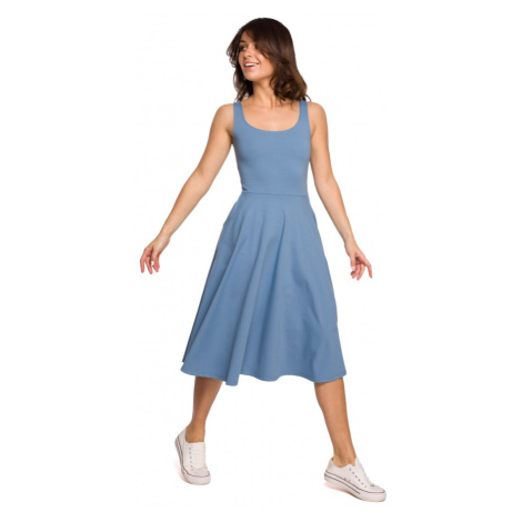 B218 Přiléhavé šaty bez rukávů - modré