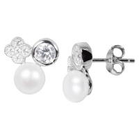 JwL Luxury Pearls Jemné náušnice s pravou perlou a zirkony JL0539