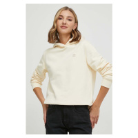 Mikina Calvin Klein Jeans dámská, žlutá barva, s kapucí, s aplikací, J20J223227