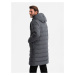 Men's long quilted jacket with lapels and lining - graphite V2 OM-JALJ-0177