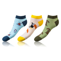 Sada tří párů unisex ponožek v modré, žluté a zelené barvě Bellinda CRAZY IN-SHOE SOCKS 3x