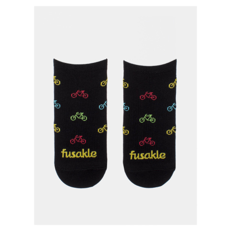 Černé vzorované kotníkové ponožky Fusakle Cyklista