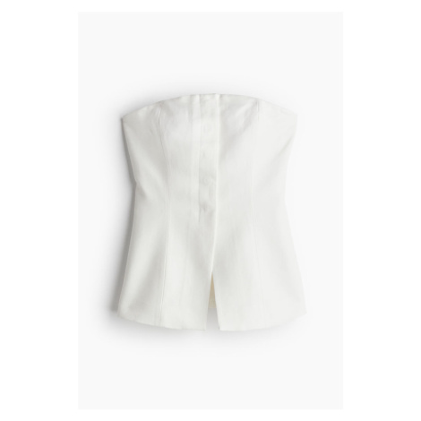 H & M - Top bandeau z lněné směsi - bílá H&M