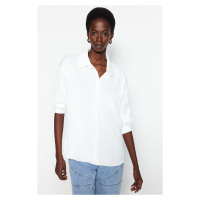 Trendyol Ecru Basic Woven Cotton Shirt