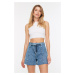 Trendyol Blue Belted Denim Shorts