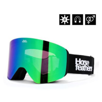 HORSEFEATHERS Snowboardové brýle Colt - black/mirror green BLACK