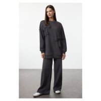 Trendyol Anthracite Ribbon Detailed Oversize Tracksuit