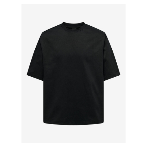 Černé pánské basic oversize tričko ONLY & SONS Millenium - Pánské
