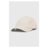 Bavlněná baseballová čepice BOSS bílá barva, s aplikací