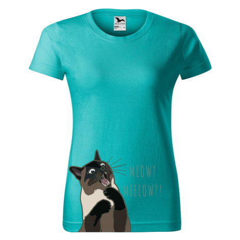 DOBRÝ TRIKO Dámské tričko s potiskem Naštvaná kočka Barva: Emerald